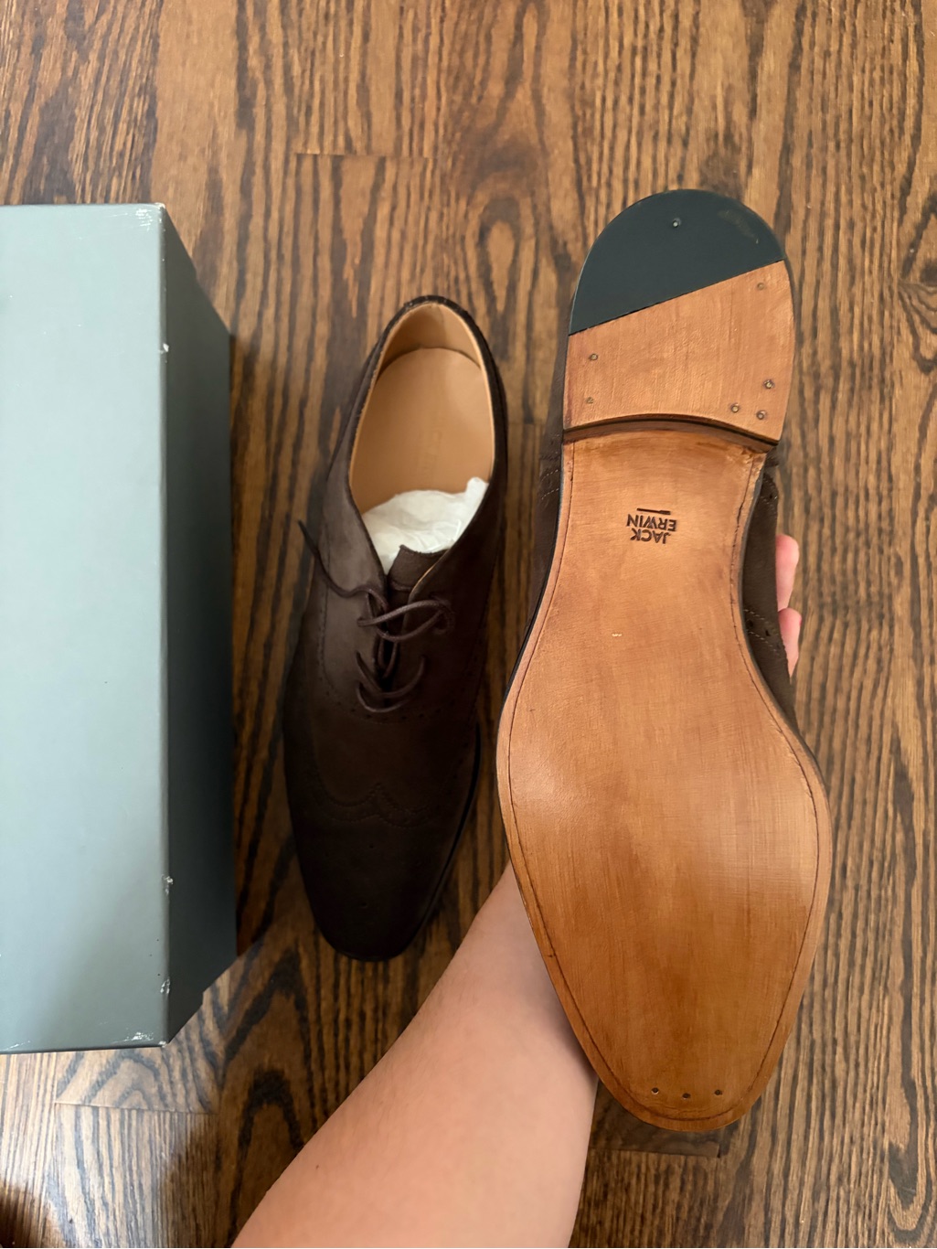 Men Jack Erwin Adam Dark Brown Suede Dress Shoes — image 4 of 4
